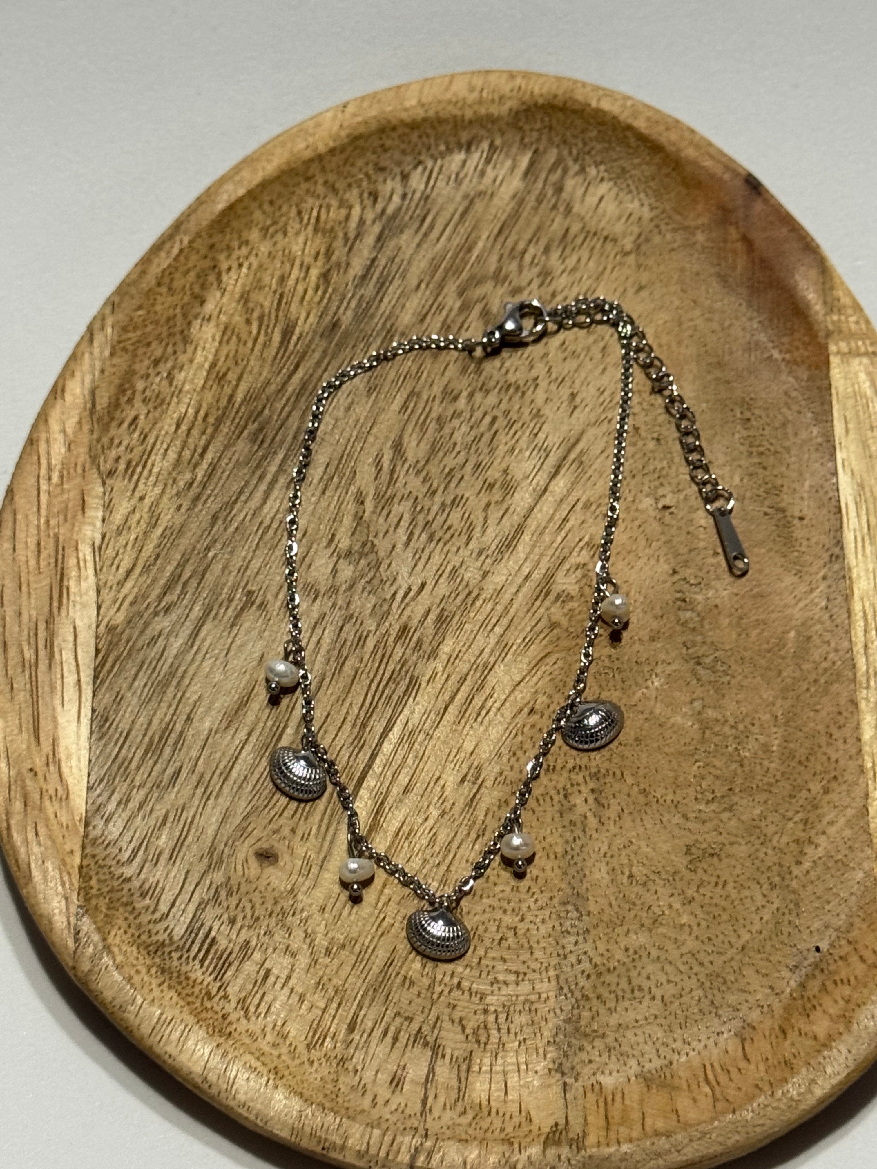 Pulseira de Pe concha prateada CHECK 1