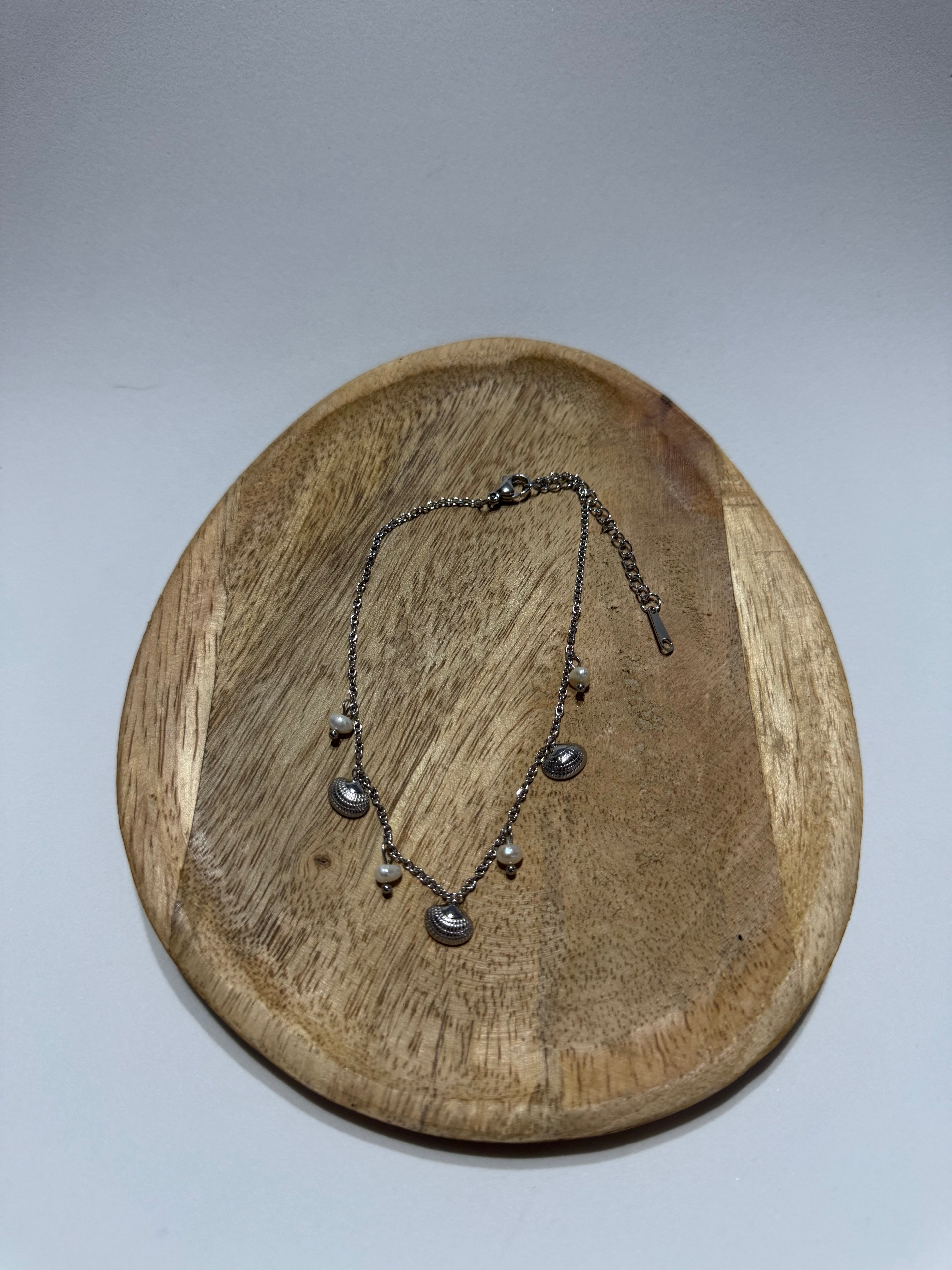 Pulseira de Pe concha prateada CHECK 1