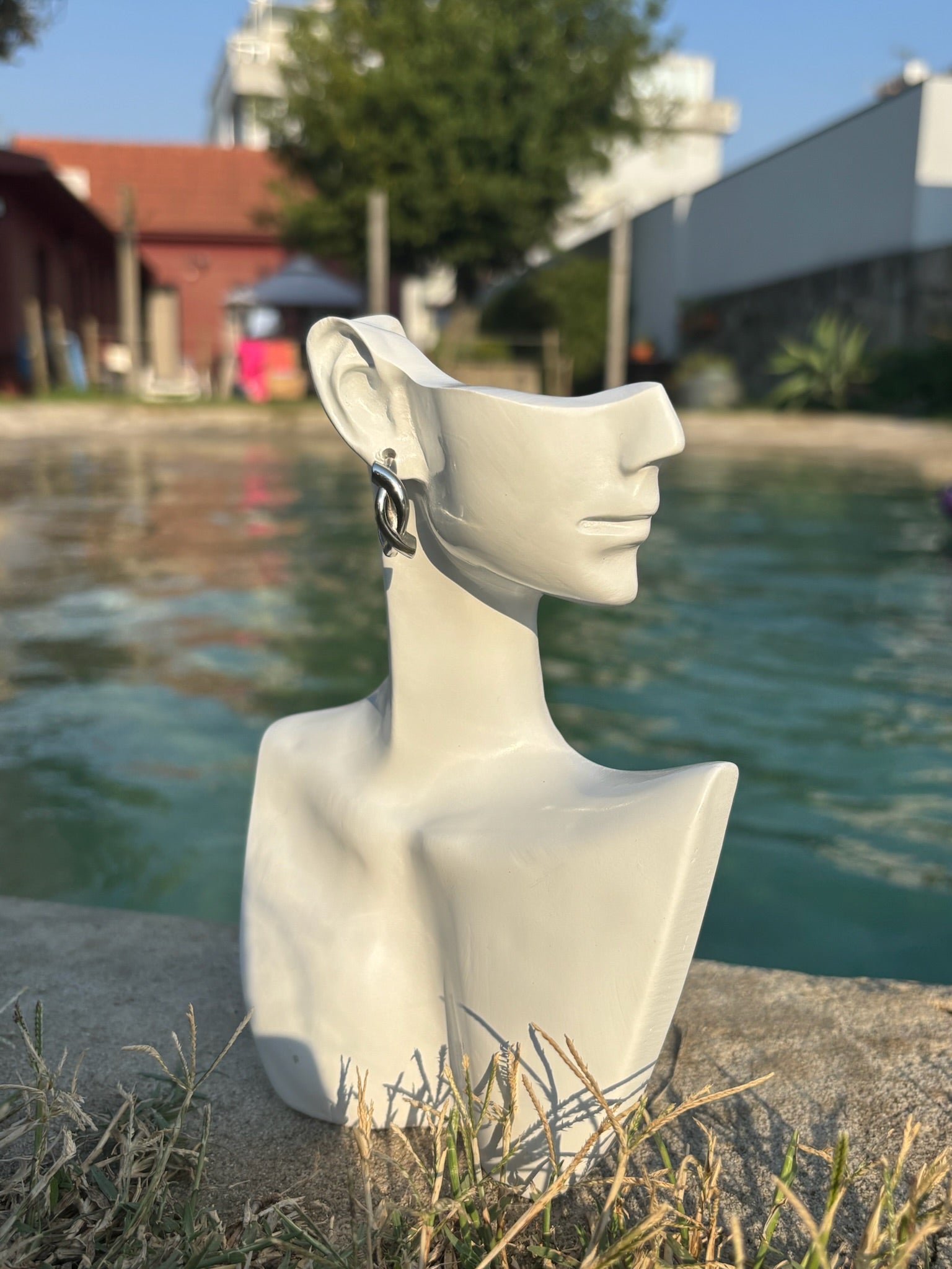 Brincos Tranca Prateado CHECK