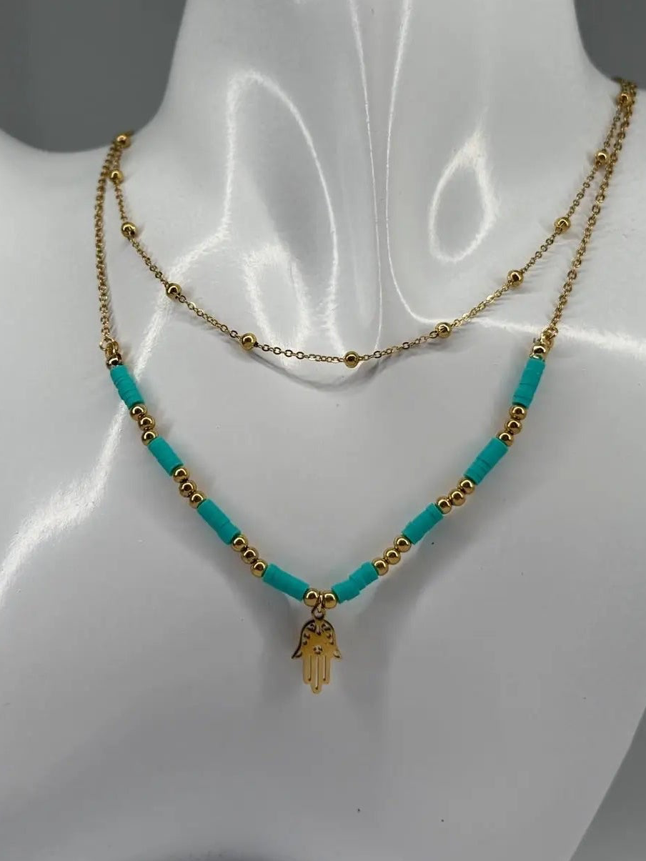 Colar Hamsa Turquesa