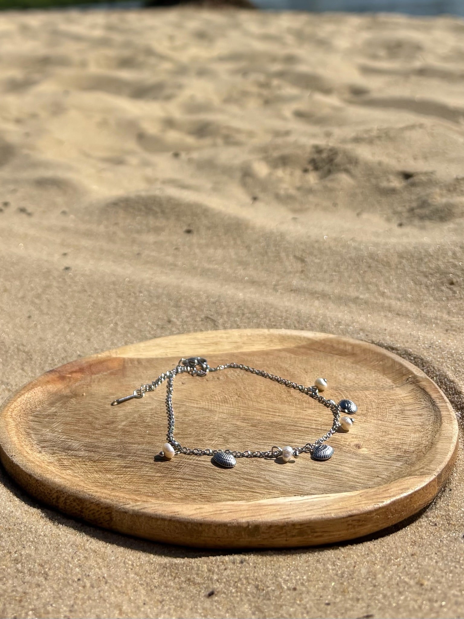 Pulseira de Pe concha prateada CHECK 1